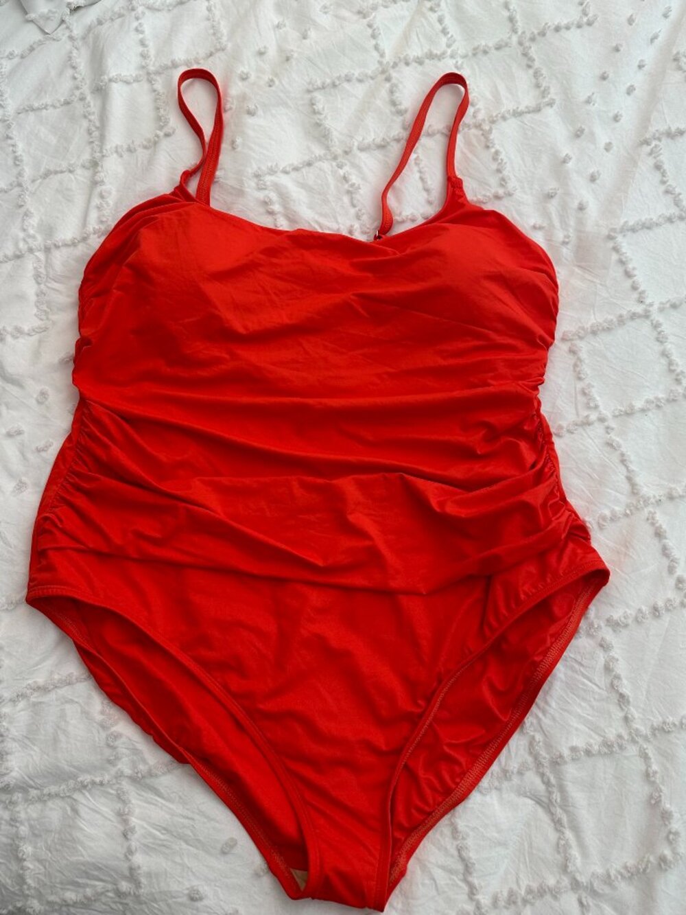 NWT La Blanca One Piece Swimsuit 22W Tummy Control Ruched Coral Orange MSRP $83